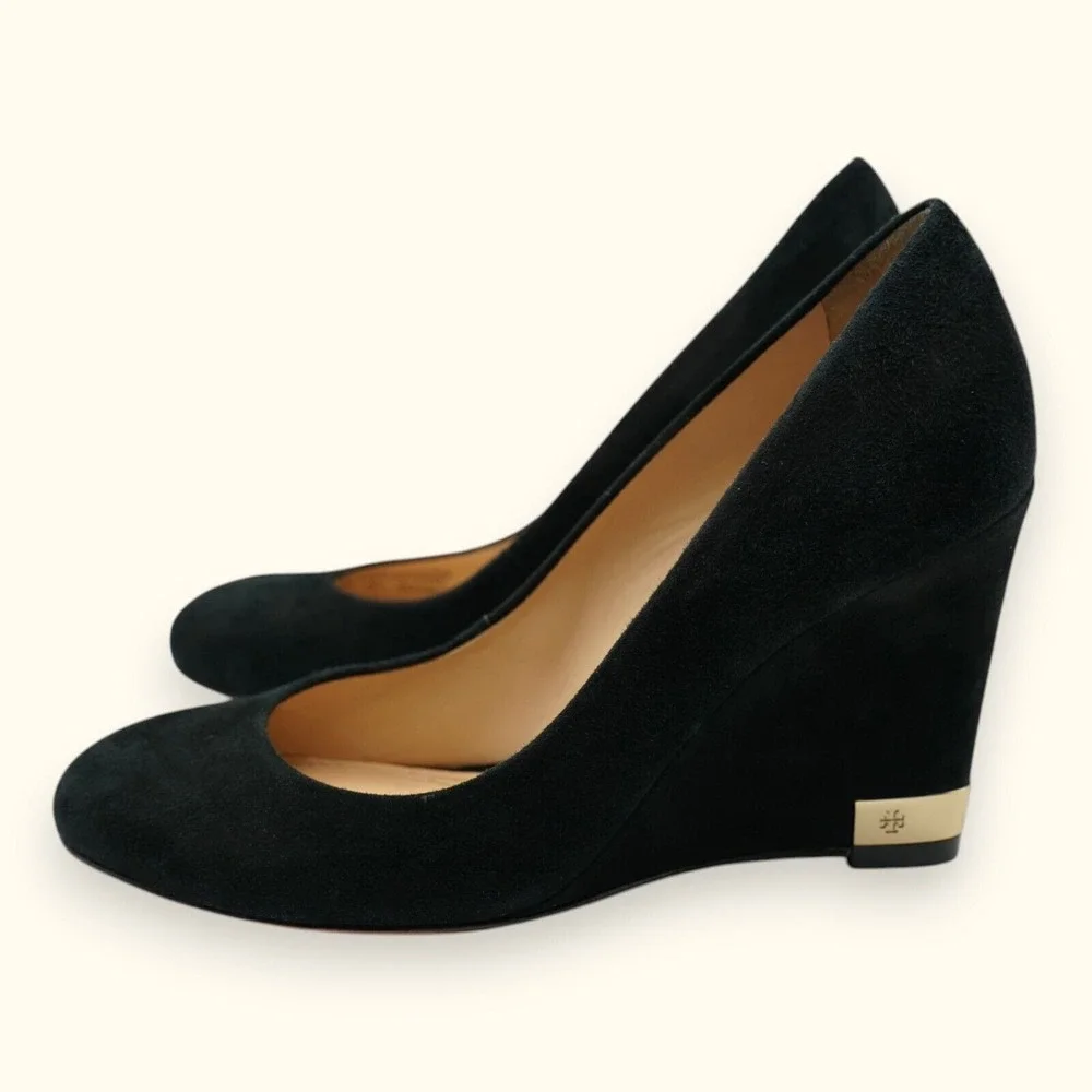 Tory Burch Astoria Wedge Lancaster Suede Shoes Size‎ 6M ~ Heel 3.5